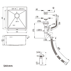 Auralum MAX AURALUMMAX Évier Cuisine1Bac 44*49*20 CM,Lavabo Cuisine avec Distributeur Savon,Inox,Évier encastré/à Poser Évier avec Trou de Montage pour Robinet pas cher