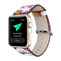 Acheter Wewoo Bracelet pour Apple Watch Series 3 & 2 & 1 42mm mode coloré motif de chat en cuir véritable bande de montre-bracelet