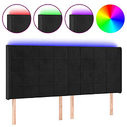 Maison Chic Tête de lit scandinave à LED,meuble de chambre Noir 163x16x118/128 cm Velours -MN88721