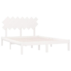 Avis vidaXL Cadre de lit sans matelas blanc 150x200 cm bois massif