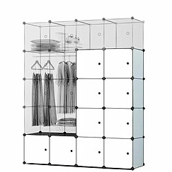 Nyana Armoire Dressing Cube Personnalisable Coffret Premium 20 Cubes/Portes 183x147x47cm Blanc