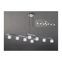 Luminaire Center Suspension Ice télescopique 8 Ampoules G9 ECO, chrome poli