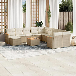 Maison Chic Salon de jardin avec coussins 12 pcs | Ensemble de Table et chaises | Mobilier d'Extérieur beige résine tressée -GKD41517