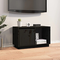 vidaXL Meuble TV Noir 74x35x44 cm Bois de pin massif