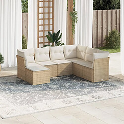 Maison Chic Salon de jardin avec coussins 7 pcs | Ensemble de Table et chaises | Mobilier d'Extérieur beige résine tressée -GKD72661