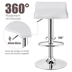 Avis Helloshop26 Tabouret de bar pivotant carrées réglables en hauteur tabourets intérieur/extérieur en cuir pu tabourets avec repose-pieds blanc 20_0009477