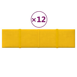 vidaXL Panneaux muraux 12 pcs Jaune 60x15 cm Velours 1,08 m²