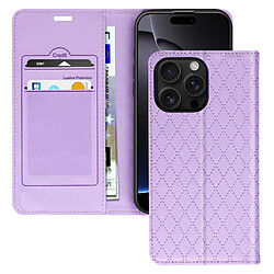 Avizar Étui Folio pour iPhone 16 Pro Losange Porte cartes Support Vidéo Violet