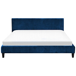 Acheter Beliani Lit double en velours bleu foncé 180x200 cm FITOU