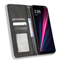 Etui en PU texture rétro, absorption magnétique avec support pour votre T-Mobile REVVL 6 5G - noir