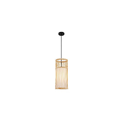 ICONIK INTERIOR Lustre de plafond en bambou - Suspension de style Boho Bali - Lawan Bois naturel