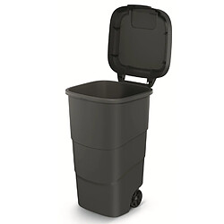 Poubelle avec roues et couvercle Keden Wheeler 110L universelle en plastique (noir)