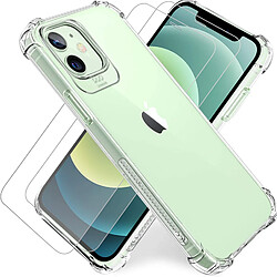 Coque Silicone Transparente Angles Renforces + 2 Verres Trempes Pour iPhone 13 Little Boutik®