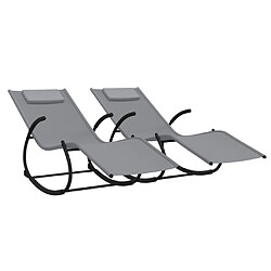 vidaXL Chaises longues à bascule 2 pcs Gris Acier et textilène