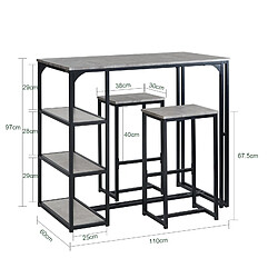 Avis SoBuy OGT43-HG Lot Table et 2 Tabourets de Bar Ensemble Table de Bar + Chaises de Bar Table de Bistrot Table Mange-Debout Table Haute