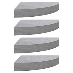 Maison Chic Lot de 4 Étagères d'angle murales flottantes,Etagère de rangement Gris béton 35x35x3,8 cm MDF -MN93529