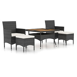 Maison Chic Ensemble de salle à manger de jardin 5 pcs,Table et chaises d'extérieur pour relax Résine tressée et acacia Noir -GKD345799