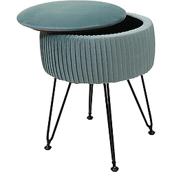 Avis Decoshop26 Tabouret avec compartiment de rangement Ø 33cm aspect velours vert clair cadre noir TABO04015