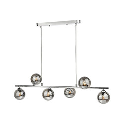 Luminaire Center Suspension Spiral Chrome poli, verre fumé