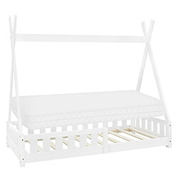 ML-Design Lit d'enfant Tipi + matelas lit avec antichutes en bois de pin blanc 80x160 cm