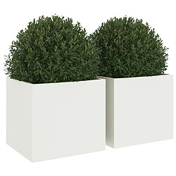 Acheter Maison Chic Lot de 2 Jardinières,Bac à fleurs - pot de fleur blanc 32x30x29 cm acier laminé à froid -GKD64916