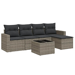 vidaXL Salon de jardin 6 pcs avec coussins gris résine tressée