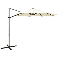 Helloshop26 Parasol meuble de jardin déporté avec mât et lumières led sable 300 cm 02_0008531