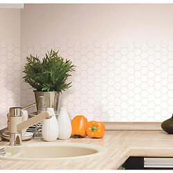 Thedecofactory STICK TILE - Sticker - Carrelage mural faïence adhésive motifs hexagones blancs - 4 plaques 26x26cm