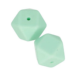 Artemio 2 perles silicone hexagonales - 17 mm - vert d'eau