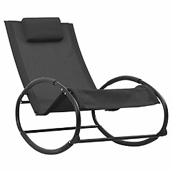 Maison Chic Chaise longue avec oreiller | Bain de soleil Relax | Transat acier et textilène noir -GKD27937