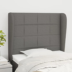 Maison Chic Tête de lit scandinave avec oreilles,meuble de chambre Gris foncé 93x23x118/128 cm Tissu -MN72677