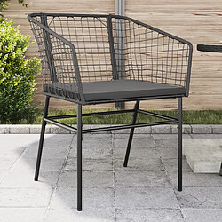 vidaXL Chaises de jardin lot de 2 avec coussins noir résine tressée