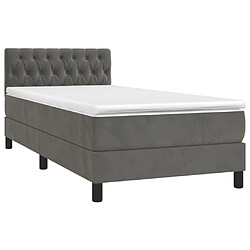 Avis Maison Chic Lit Adulte - Lit simple Lit à sommier tapissier et matelas moelleux - Meuble de Chambre - Gris foncé 90x190 cm Velours -MN28629