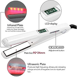 Chrono Lisseur de cheveux, coquille de cheveux infrarouge perte de fer outils de coiffure en fer endommager le styler de soins capillaires(Blanc)