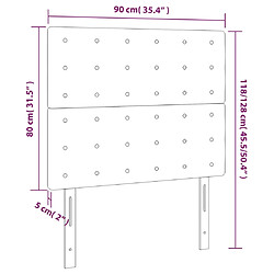 vidaXL Tête de lit à LED Gris foncé 90x5x118/128 cm Velours pas cher