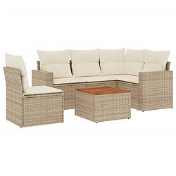 Maison Chic Salon de jardin avec coussins 6 pcs, Ensemble Tables et chaises de jardin, beige résine tressée -GKD466229