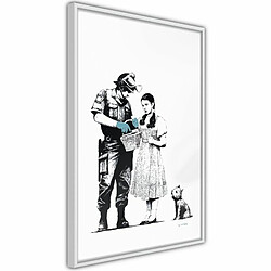 Paris Prix Affiche Murale Encadrée Banksy Stop and Search 20 x 30 cm Blanc