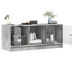 Acheter vidaXL Meuble TV avec portes en verre gris béton 102x37x42 cm