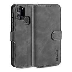 Etui en PU style rétro avec support gris pour votre Samsung Galaxy A21s