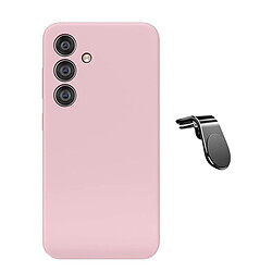 Kit De Support Magnétique Pour Voiture L Safe Driving + Housse En Silicone Liquide Phonecare Pour Samsung Galaxy S24 FE - Rose