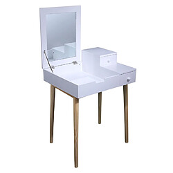 The Home Deco Factory Coiffeuse en bois avec miroir Elsa - Blanc