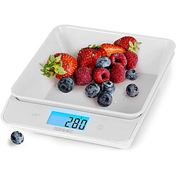 Duronic KS100 WH Balance de cuisine blanche | Capacité de 5 kg | Bol de 1,2L inclus | Large écran rétroéclairé | Fonction d'ajout de poids | 4 capteurs précis | Idéale pour la pâtisserie ou comme balance postale