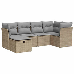 vidaXL Salon de jardin avec coussins 6 pcs beige résine tressée