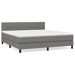 vidaXL Sommier à lattes de lit avec matelas Gris foncé 160x200cm Tissu