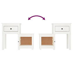 Maison Chic Table de chevet,Table de Nuit,Meuble de Rangement Blanc 79,5x38x65,5 cm Bois de pin massif pas cher