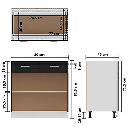 vidaXL Armoire de plancher à tiroir Noir 80x46x81,5 cm Bois ingénierie pas cher