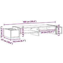 vidaXL Support de moniteur avec rangement chêne artisanal 100x27x15 cm pas cher