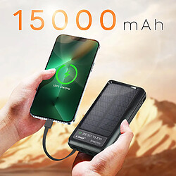 Avis Batterie Secours Solaire 15000mAh Câble Micro USB Lightning USB C USB LinQ Noir