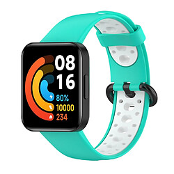 Bracelet en silicone bicolore, sangle respirante, cyan/blanc pour votre Xiaomi Redmi Watch 2