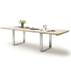 Pegane Table à manger extensible en chêne blanchi massif huilé / acier - L.180-280 x H.77 x P.100 cm